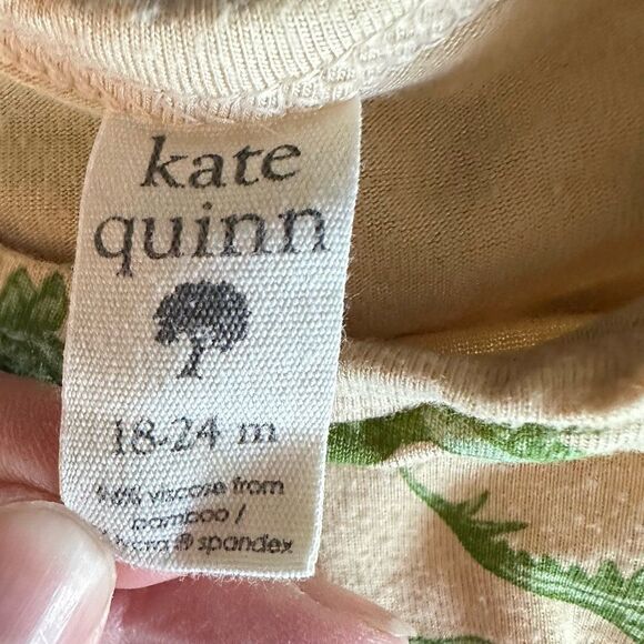 Kate Quinn Dinosaur Bamboo Shorty Romper 18-24 months Outfit Green Yellow Dino - Picture 3 of 5